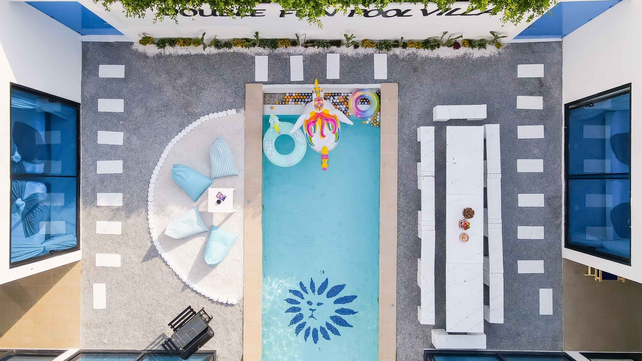 Small private pool corner view in villa